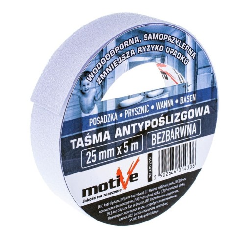Taśma antypoślizgowa CLEAR  25mm x 5m Motive