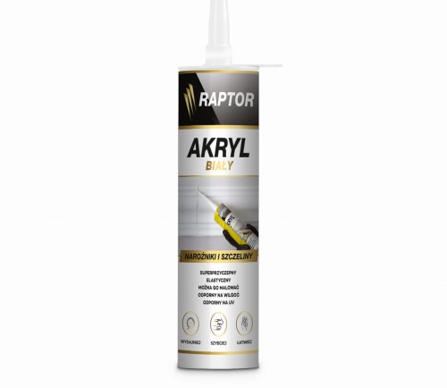 Akryl RAPTOR wewnętrzny zewnętrzny BIAŁY 280ml