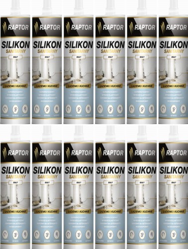 12szt Silikon RAPTOR sanitarny Biały  280ml