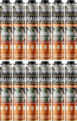 12szt Piana Pistoletowa niskoprężna RAPTOR STANDARD 750ml 820g
