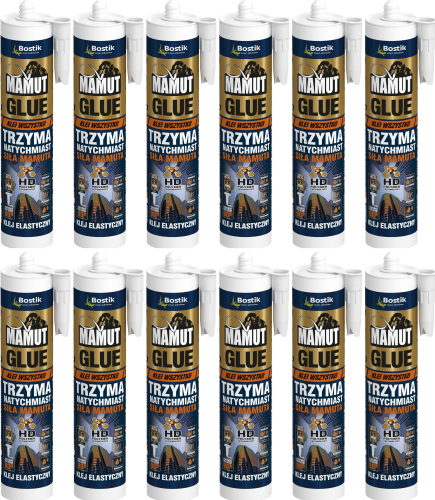 12szt Klej Uniwersalny Montażowy MAMUT Glue BIAŁY 290 ml
