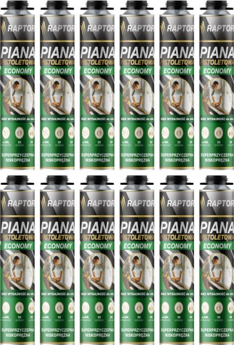 12szt Piana Pistoletowa niskoprężna RAPTOR ECONOMY 700ml