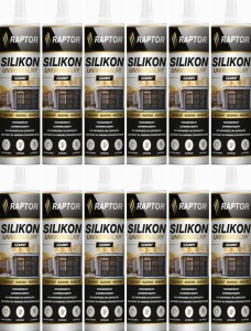 12szt Silikon RAPTOR uniwersalny Czarny 280ml 