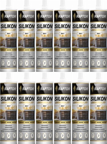 12szt Silikon RAPTOR uniwersalny Biały 280ml