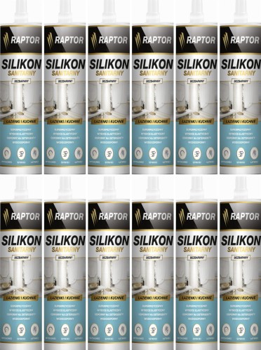 12szt Silikon RAPTOR sanitarny Bezbarwny 280ml