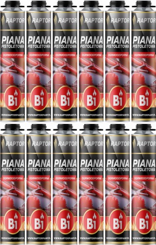 12szt Piana Ognioodporna B1 montażowa Raptor 750 ml