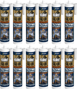 12szt Klej Uniwersalny Montażowy MAMUT Glue BIAŁY 290 ml