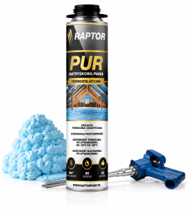 Piana termoizolacyjna natryskowa do ociepleń PUR Raptor 750ml dwie dysze